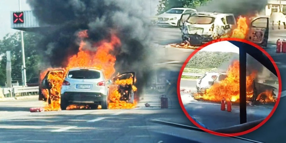 Buktinja nasred puta: Zapalio se automobil kod Malog Požarevca, vatra progutala čitavo vozilo (FOTO/VIDEO)